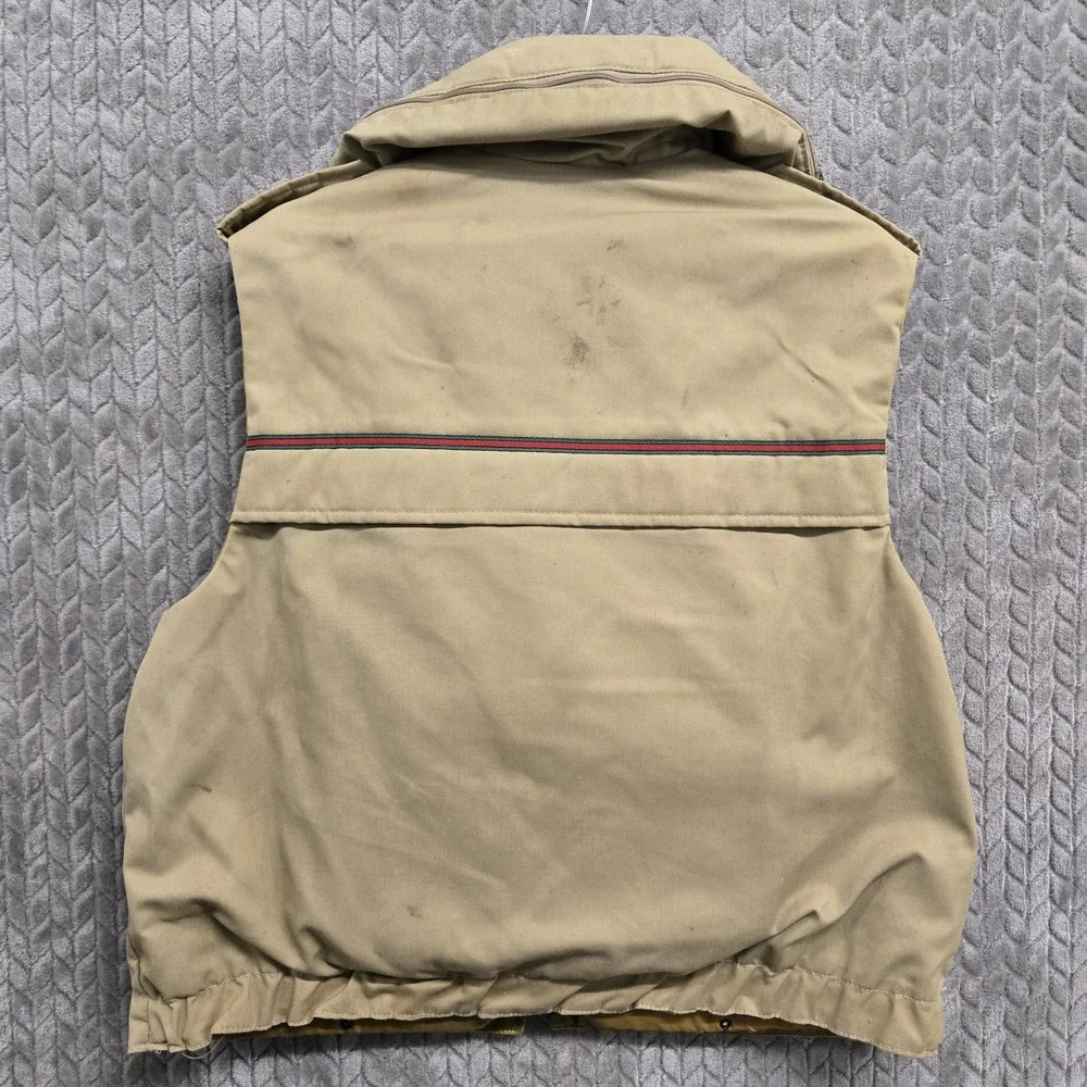 Vintage America's Cup Mens Large Life‎ Jacket Buoyant Vest Khaki Tan USA Stains*